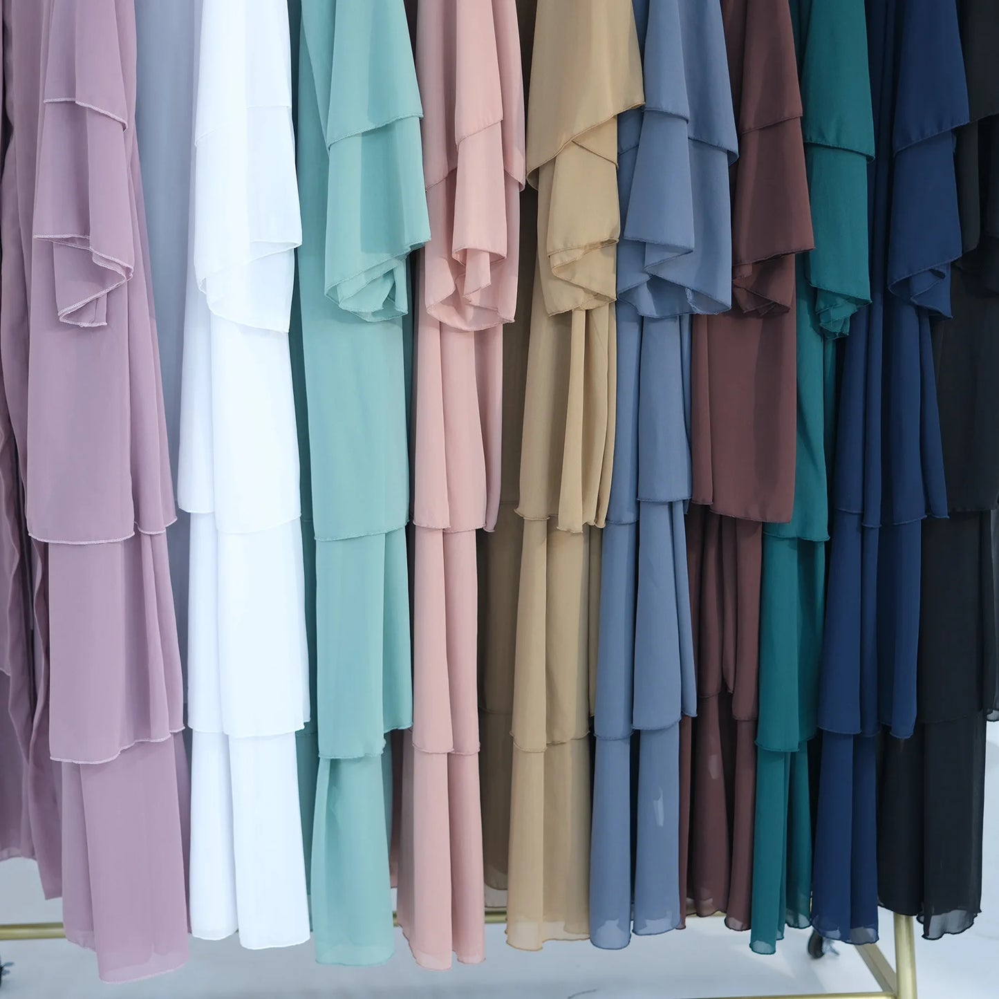 Eid Muslim Abaya for Women Chiffon 3 Layers Cake Party Cardigan Robe Jalabiya Dresses Ramadan Morocco Abayas Kaftan Vestidos