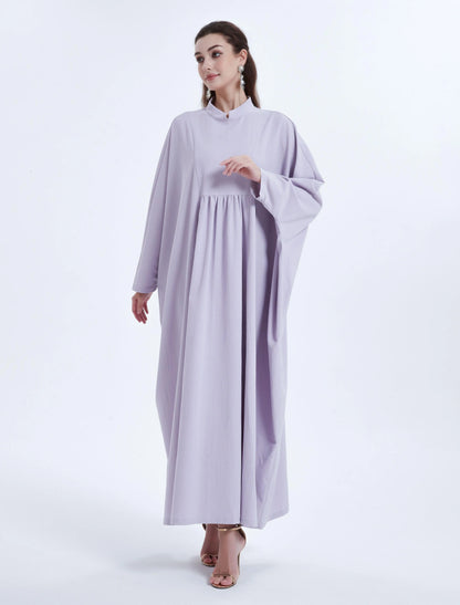 Ramadan kebaya Middle Eastern Muslim women's dress solid color pleated bat sleeve loose dress Abaya.
