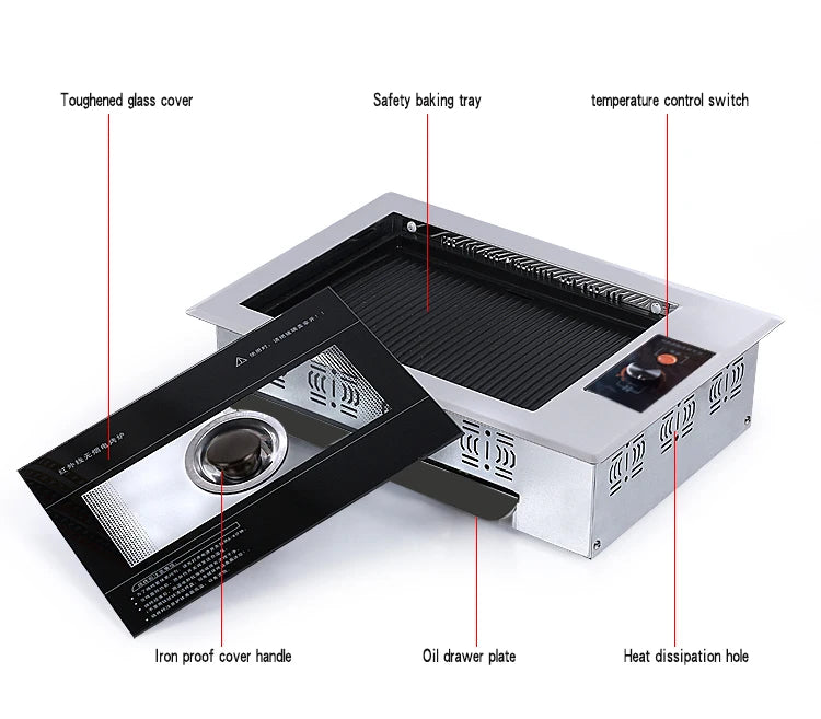 U-shaped electric oven Korean household non stick electric oven smokeless barbecue plate iron plate barbecue pot.