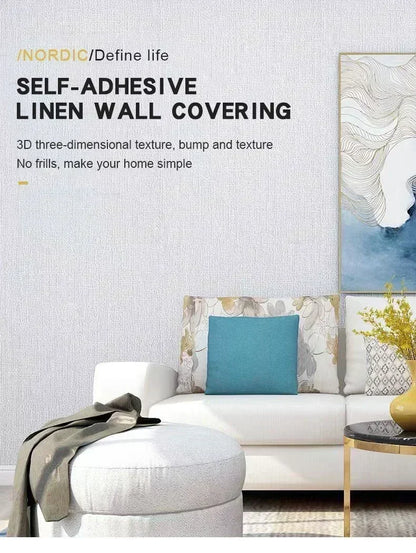 3D Linen Foam Wall Stickers Self-adhesive PVC Thickened Waterproof Background Wall Renovation Wallpaper for Bedroom Living Room