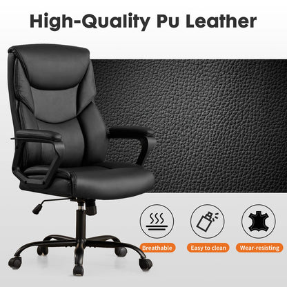 JHK Ergonomischer PU-Leder gepolsterter Armlehnen-Wohnzimmer-Schaukel-Gaming-Stuhl, drehbares Rad mit Lordosenstütze, Gaming-Stühle