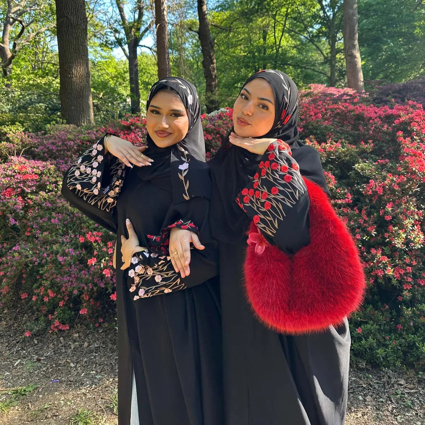 Islamic Clothes Black Flower Embroidery Abayas for Women Dubai Cardigan Muslim Saudi Open Abaya Kimono Luxury Hijab Dress Kaftan.