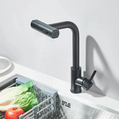 Brushed/Black Kitchen Faucet Pull Out Swivel Waterfall Sprayer Sink Mixer Faucet Brushed Nickel Faucet