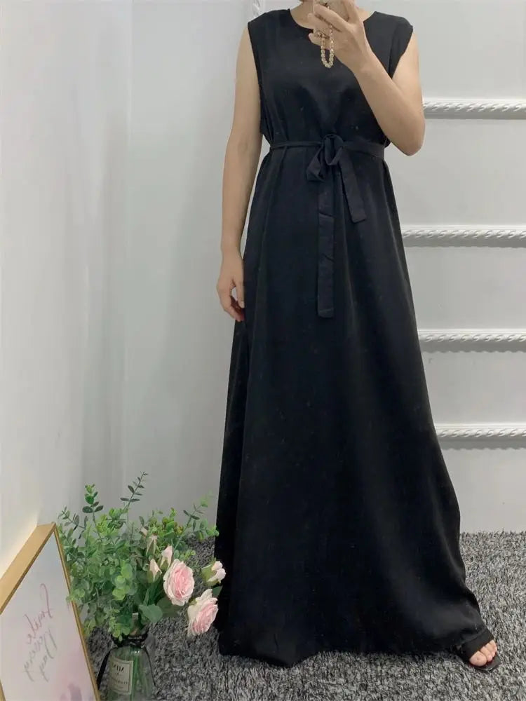 Ramadan Eid Black Abaya Damen Islam Inside Modest Dress Prayer Clothes Women Muslim Kebaya Kaftan Robe Vestidos Musulmanes Femme.