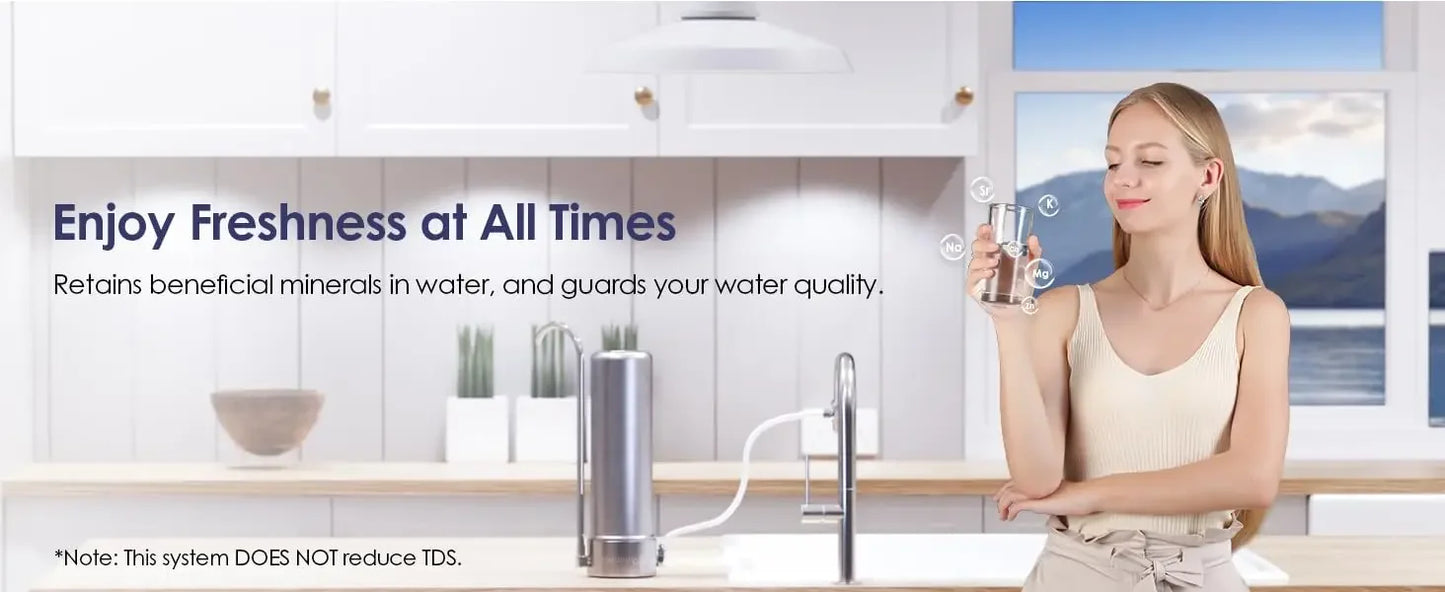 Kitchen Under Sink Drinking Water Filter Purifier With Faucet Reduces Bacteria, Metal,Lead, Chlorine and Odor.