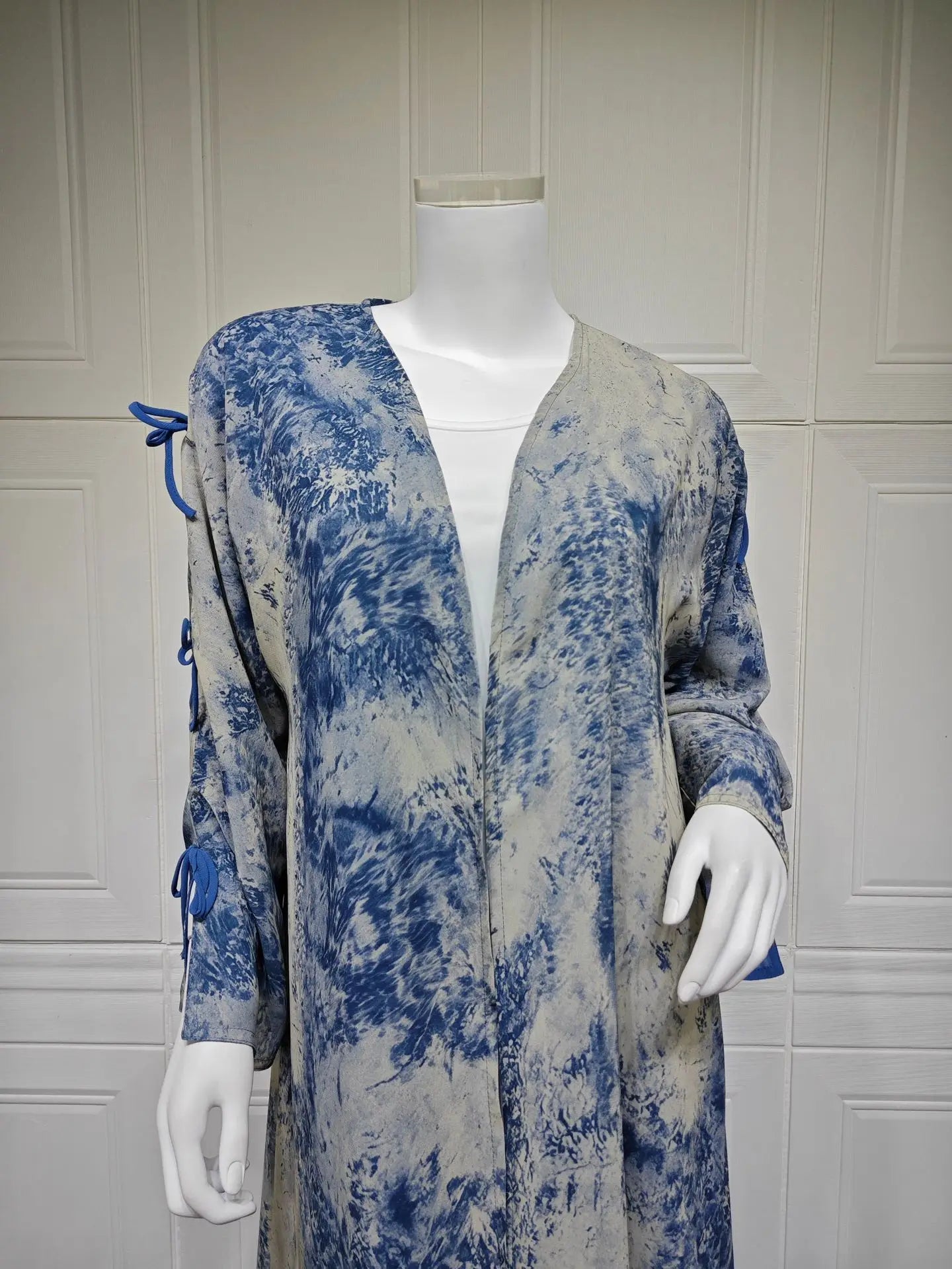 Ramadan Eid Tie Dye Butterfly Bow Muslim Modest Kimono Abaya Damen Dubai Luxury Islam Women Kebaya With Hijab Kaftan Robe Femme