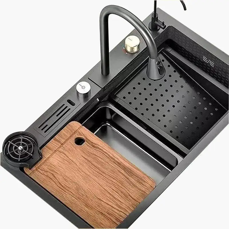 High-end stainless steel Kitchen Sink Matte Square Kitchen Accessories Large Single Sink Wash Basin With Faucet