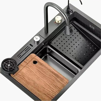 High-end stainless steel Kitchen Sink Matte Square Kitchen Accessories Large Single Sink Wash Basin With Faucet