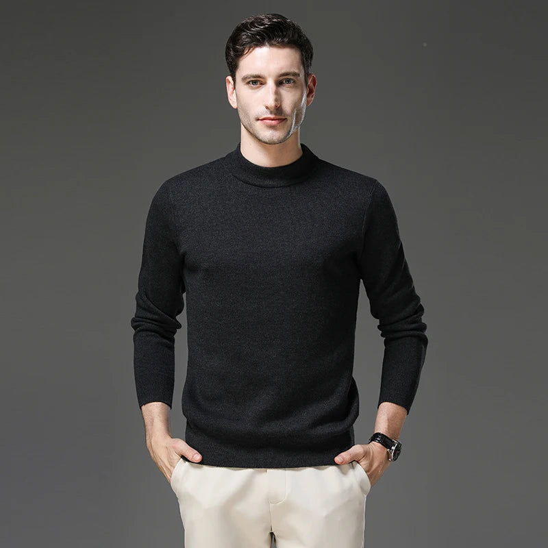High End Wool Anti-pilling Blended Fashion Brand Half Turtleneck Knit Pullover Casual Sweater Mens Jumper Designer Clothing
