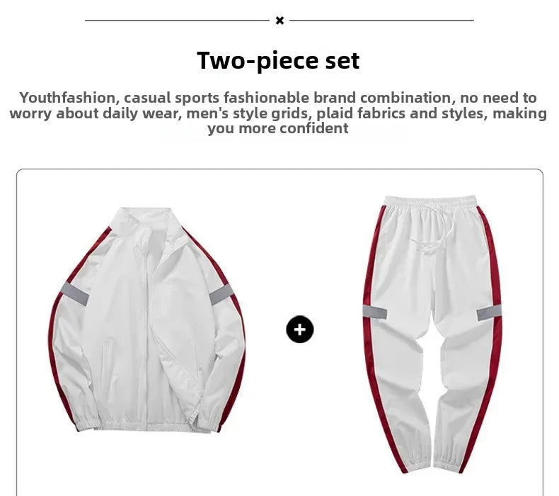 Trendy Men's Sportswear Set Casual Open Cardigan Sweatshirt Jacket with Pants Autumn Winter New Style Cross-Border Clothing.