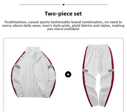 Trendy Men's Sportswear Set Casual Open Cardigan Sweatshirt Jacket with Pants Autumn Winter New Style Cross-Border Clothing.