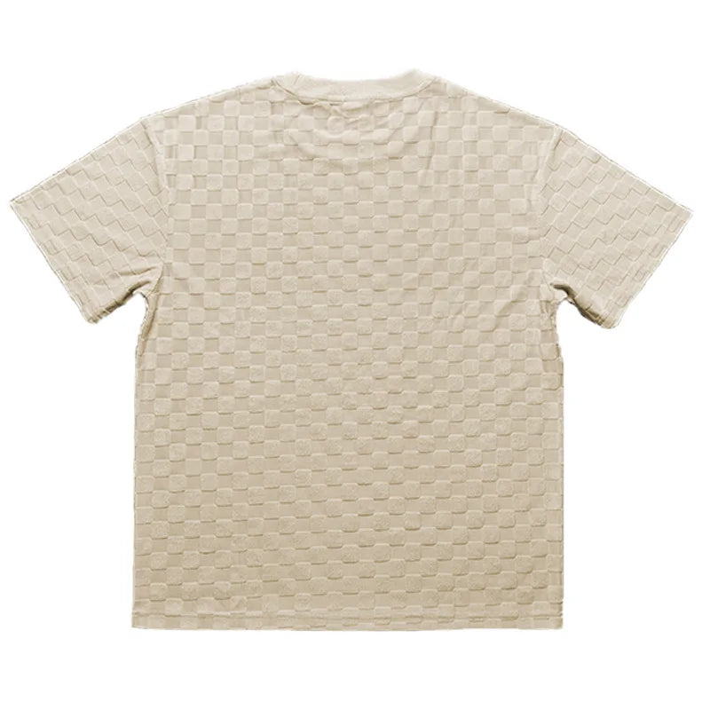 European and American Oversized Fashion Brand Men's Summer New Chessboard Plaid Loose Sports and Leisure Two-Piece Set