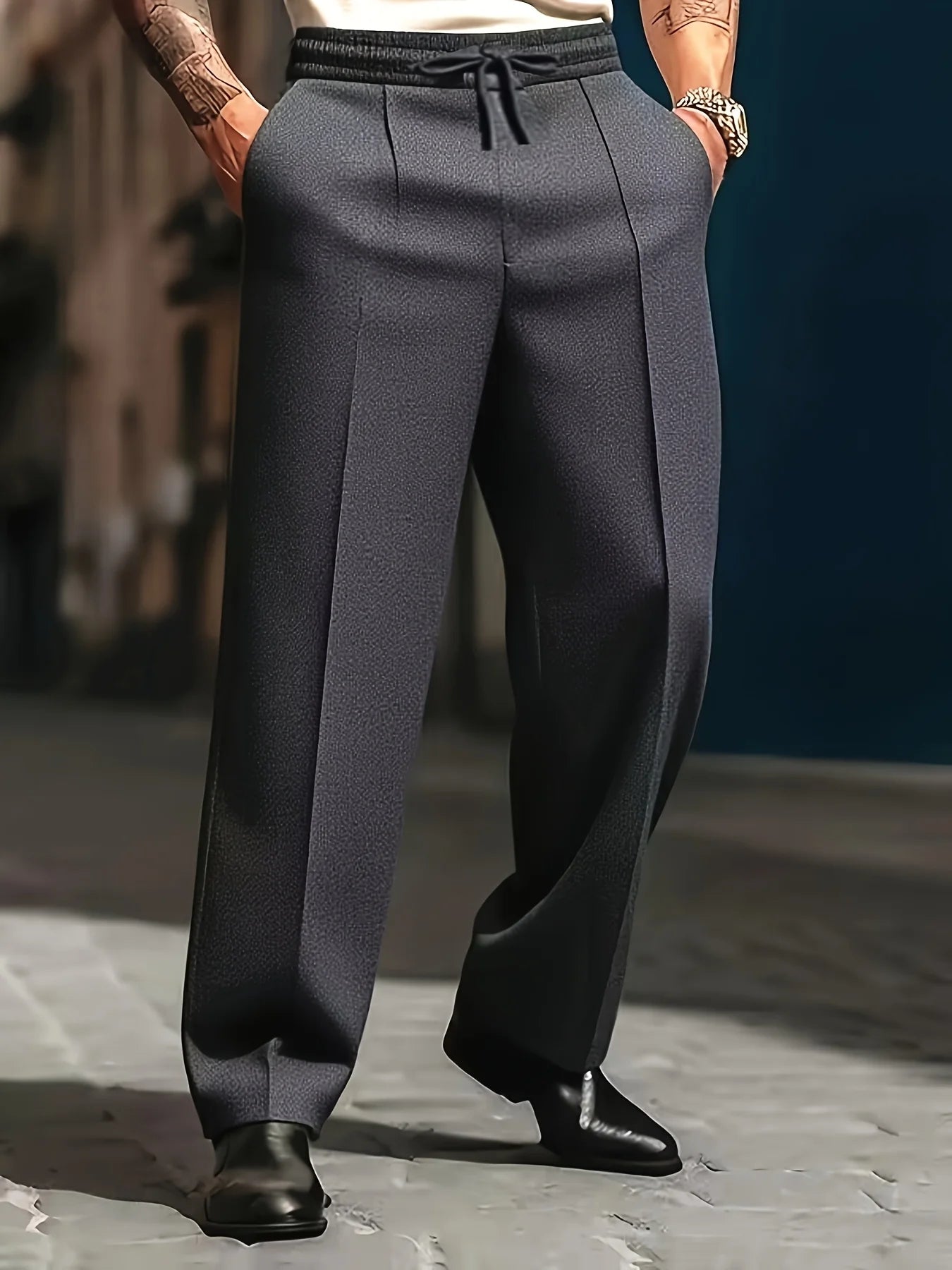 Hot selling Spring and Autumn men's fashionable casual solid color pants, loose tight rope straight leg pants.