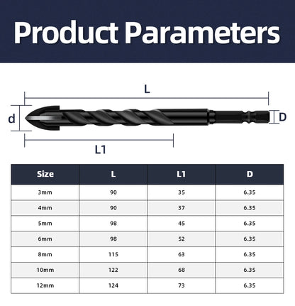 TOOLEYE Kreuz Hex Bohrer Set Für Beton Porzellan Fliesen Glas Metall Multifunktions Bohrer Bits Kit Power Werkzeuge Bohren Bohrer