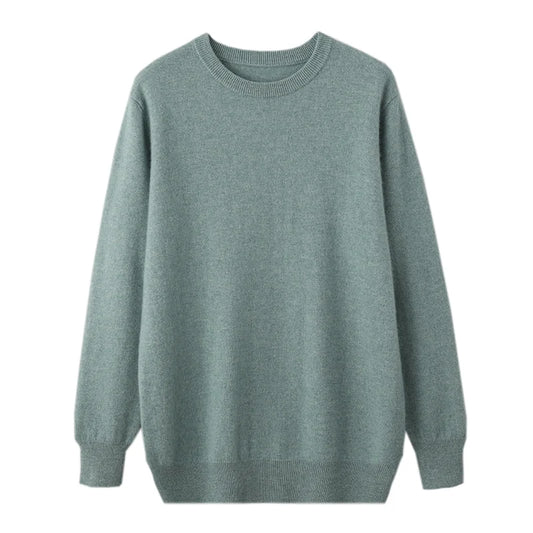 2025 100% Pure Merino Wool Men's Round Neck Pullover Solid Color Plus Size Casual Sweater Autumn And Winter Sports Cashmere Top.