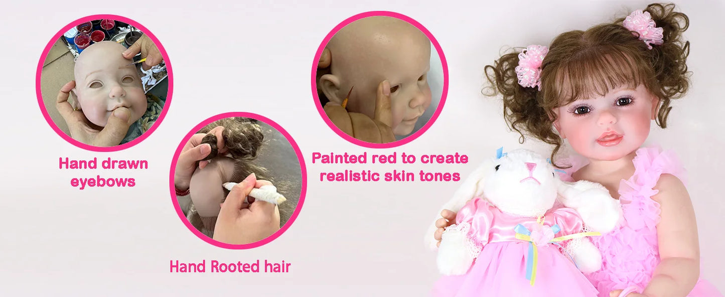Reborn Toddler Girl Doll -22 inch Happy Dance with 3D Painted Skin Visible Veins and Soft Full Vinyl with Rooted Hair/Christmas.