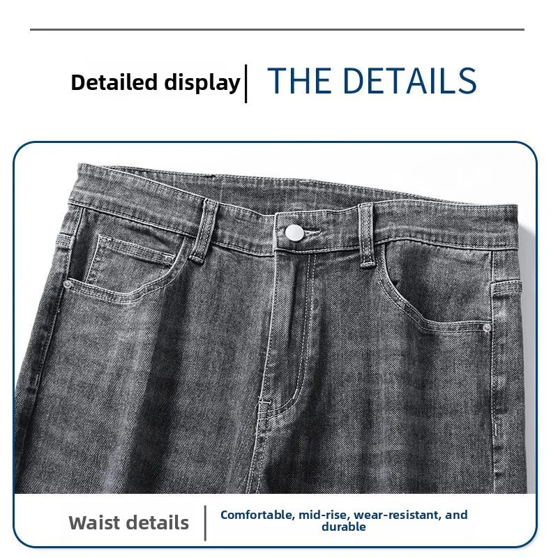 2025 New High Quality Jeans Men Baggy Pants Autumn Straight Cut Loose Solid Denim Pants Streetwear Fashion Pockets Vintage Man.