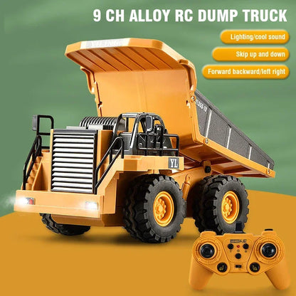 9Ch Rc Car 2.4G Remote Controlled Multi-Functional Dump Truck Bulldozer Excavator Engineering Vehicle Kids Toys for Boys Gifts.