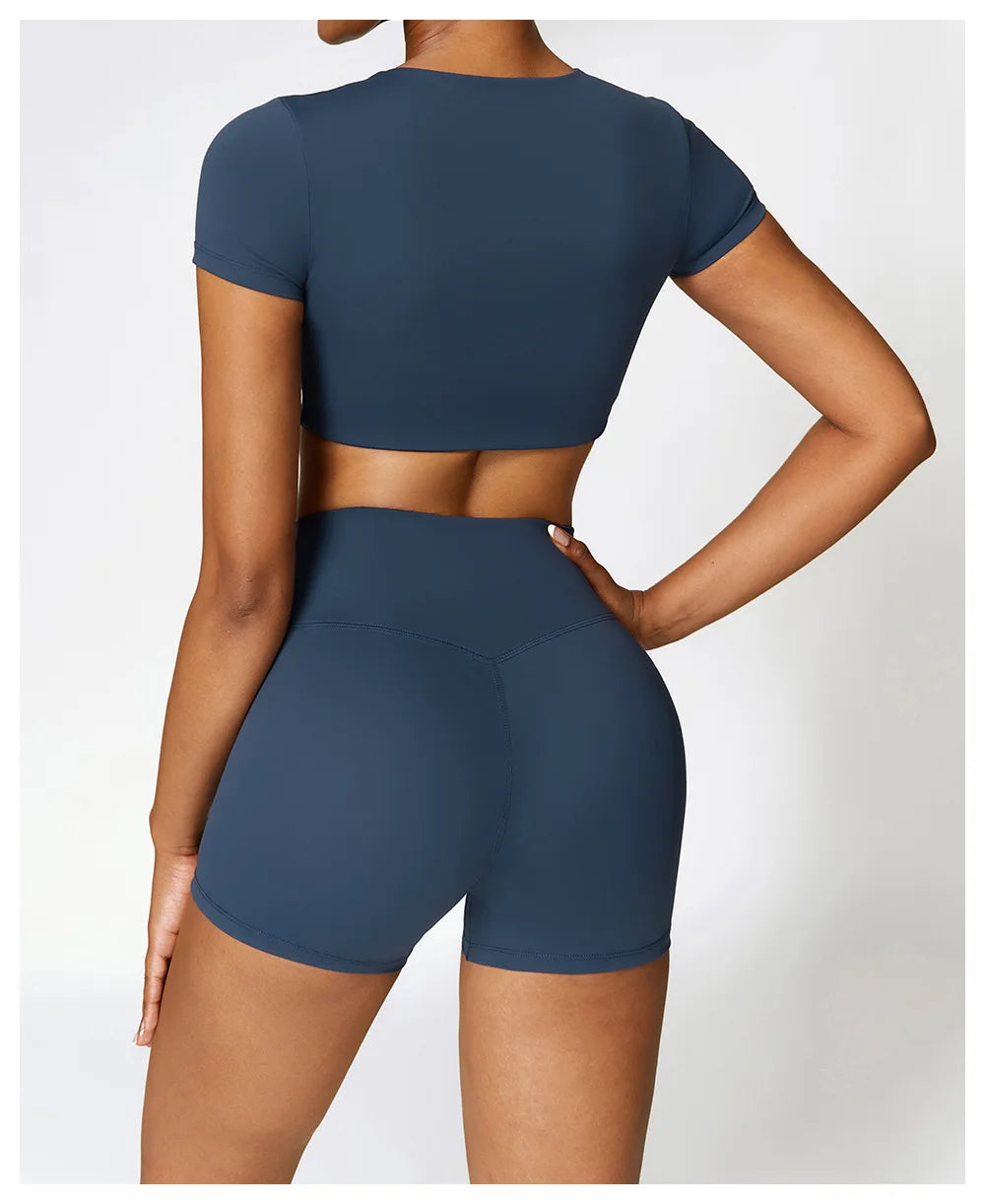 Yoga Top Women Sport T Shirts Push Up Fitness Clothes Short Sleeve Yoga Shirt Gym Top Running Active Wear Sport Top Femme Tights