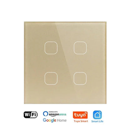 Smart Switch ohne Neutralleiter 1 2 3 4 Gang Wifi Wandleuchte Touch-Schalter Eu 220 V Tuya Smart Home unterstützt Alexa Google Home.