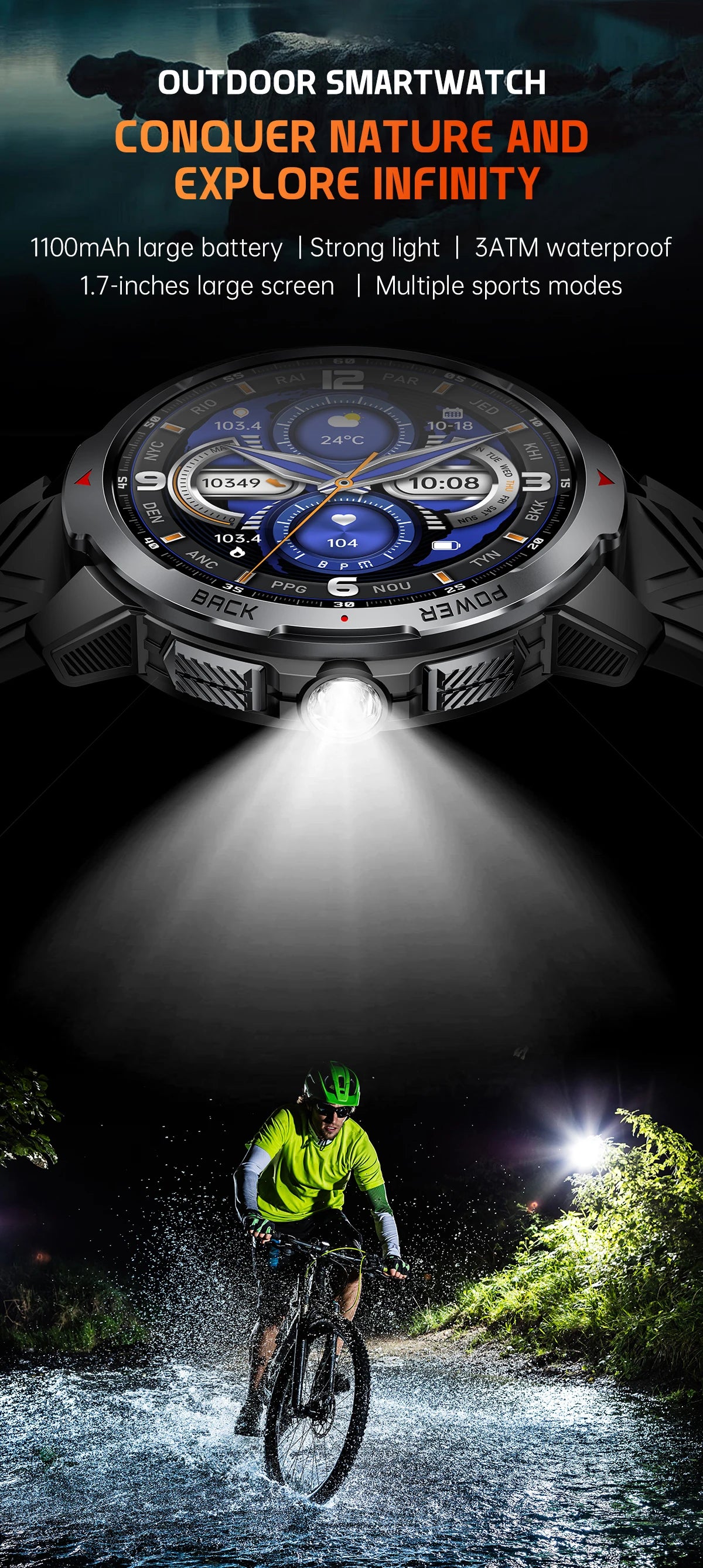 LIGE New 1100mAh Battery Smart Watches For Man Outdoor Sport LED Flashlight Compass Men’s Smartwatch Bluetooth Call Men Watches.