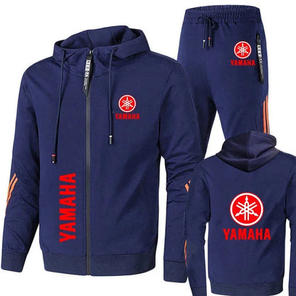 Yamaha Motorcycle Racing Tracksuit Men's Clothing Yamaha Logo Print Zip Sweatshirt&Pant Men Sets Bike Jacket Men Sportswear Suit.