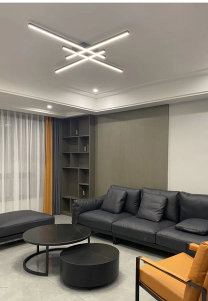 Schwarz Kronleuchter quadratische Schlafzimmer Lampen Wohnzimmer Lampe LED Deckenleuchte Nordic minimalistische kreative LED Deckenleuchte Streifen Lichter