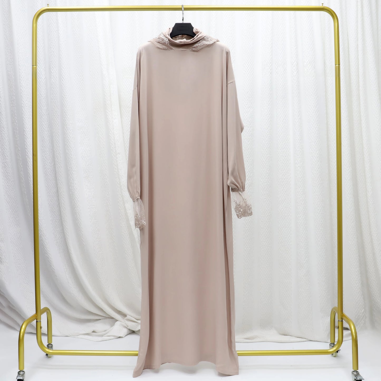 2025 Latest Lace Hoodie Soft And Comfortable jilbab One Piece Long Robe Prayer Abaya Jilbab Nikab Abaya Muslim Dress for Women