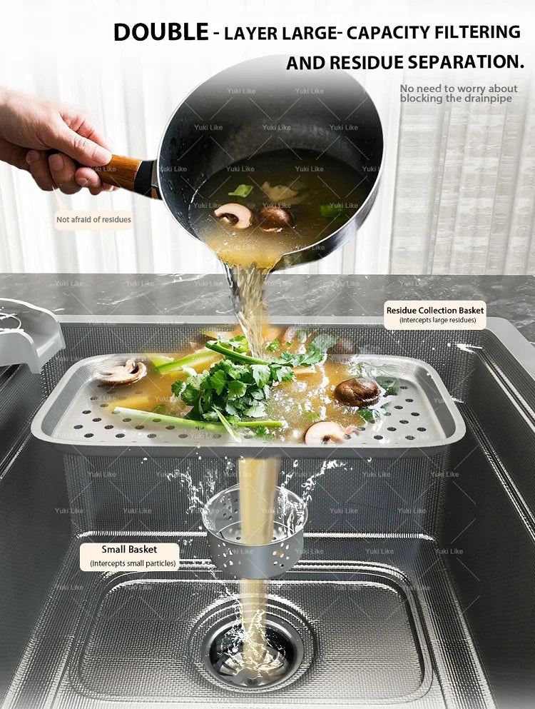 304 Stainless Steel Kitchen Sink Silver Large Single Slot  Multifunction Dishwashing Basin wash vegetables For Kitchen