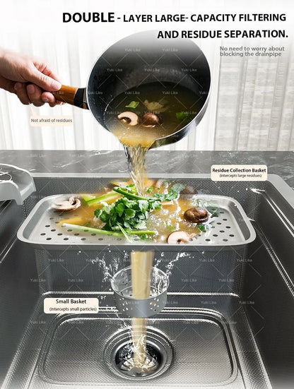 304 Stainless Steel Kitchen Sink Silver Large Single Slot  Multifunction Dishwashing Basin wash vegetables For Kitchen