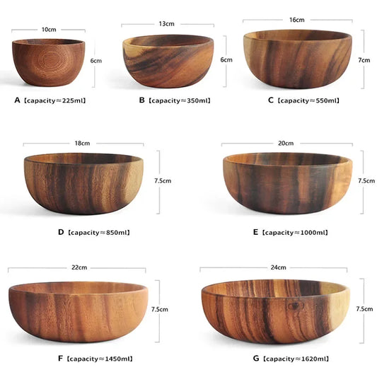 Leeseph Salad Bowls, Wooden Salad Bowls, Large Acacia Wood Serving Bowl for Fruits, Salad, Eco-friendly.