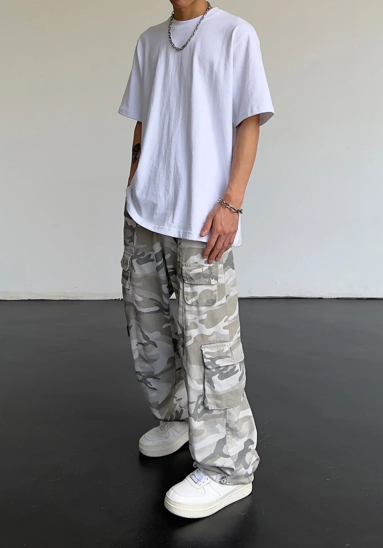 Vintage Amerikanischen Stil Camouflage Hosen männer Lose Gerade Bein Cargo Hosen Casual Hosen Hip Hop Streetwear Waschen.