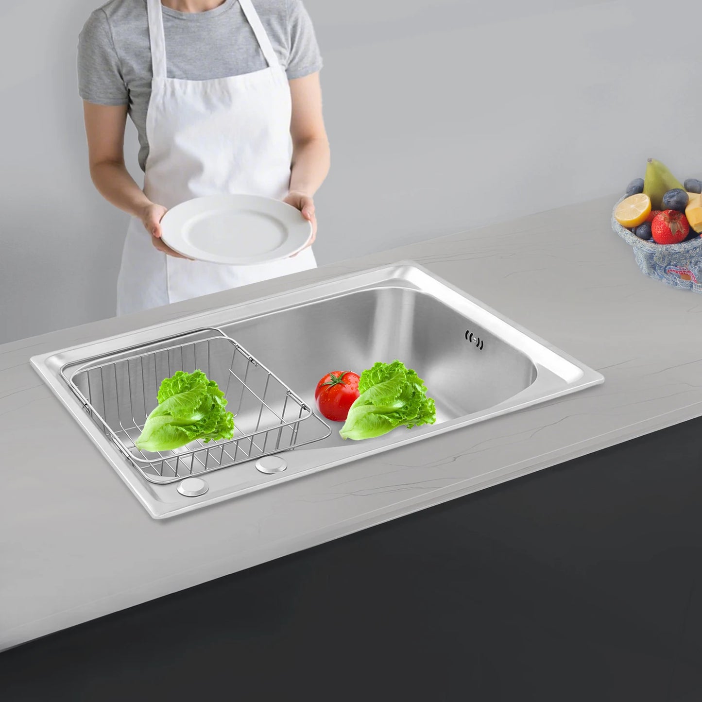 25,59 * 17,32 * 7,87 Zoll Küchenspüle-Set aus Edelstahl, multifunktional, zum Händewaschen, Reinigen von Lebensmitteln