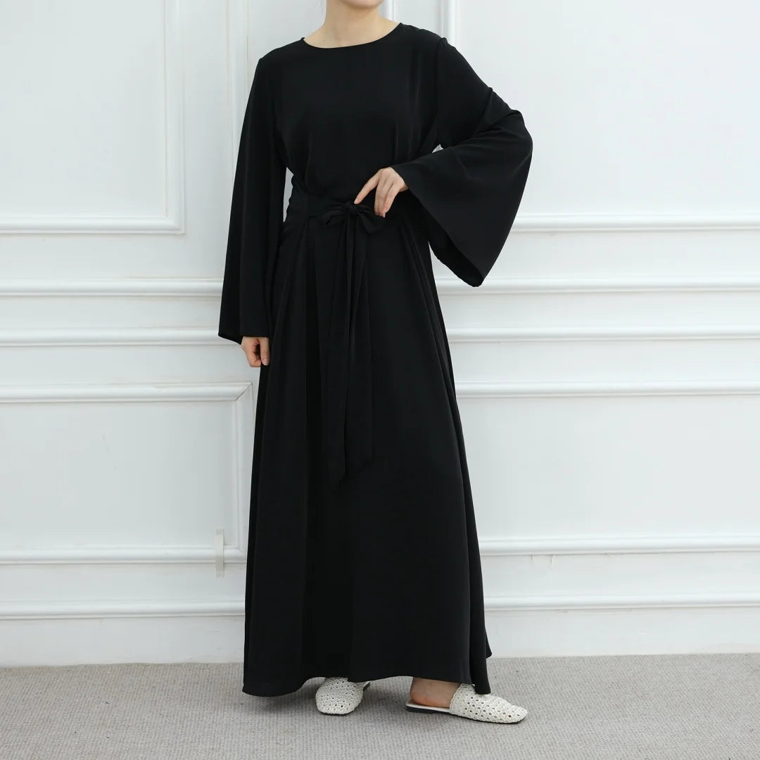 Bandage Plain Abaya Dubai For Women Kaftan Muslim Modest Long Dresses Islam Caftan Marocain Kebaya Robe Femme Musulmane Vestidos