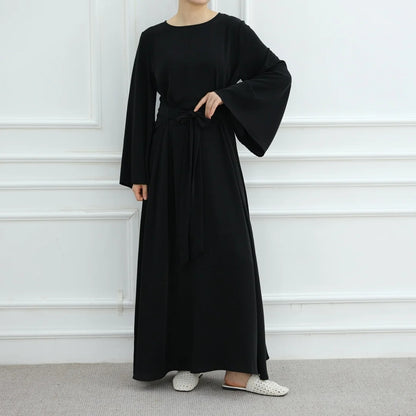 Bandage Plain Abaya Dubai For Women Kaftan Muslim Modest Long Dresses Islam Caftan Marocain Kebaya Robe Femme Musulmane Vestidos