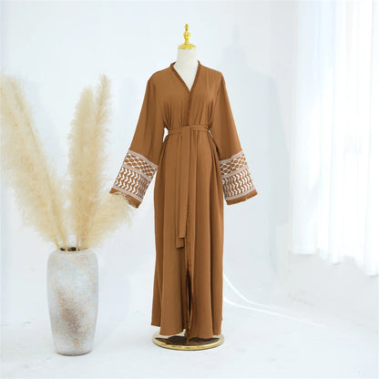 Ramadan Embroidery Muslim Modest Kimono Abaya Damen Dubai Luxury Islam Women Cardigan Dresses Kebaya Kaftan Robe Femme Musulman.