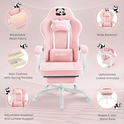 WOLTU Ergonomischer Gaming-Stuhl, Bürostuhl mit hoher Rückenlehne, Drehsessel mit Fußstütze und höhenverstellbarem Computerstuhl für die Lendenwirbelsäule