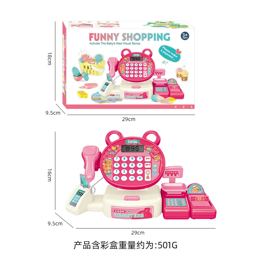Children's Play Home Simulation Supermarket Cashier Cartoon Frog Shopping Computer with Sound Effects Girl Toys.