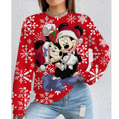 Christmas Disney Mickey Mouse Women's Hoodie American Casual Hoodie Autumn Hip Hop Women's Hoodie Casual Clothing.