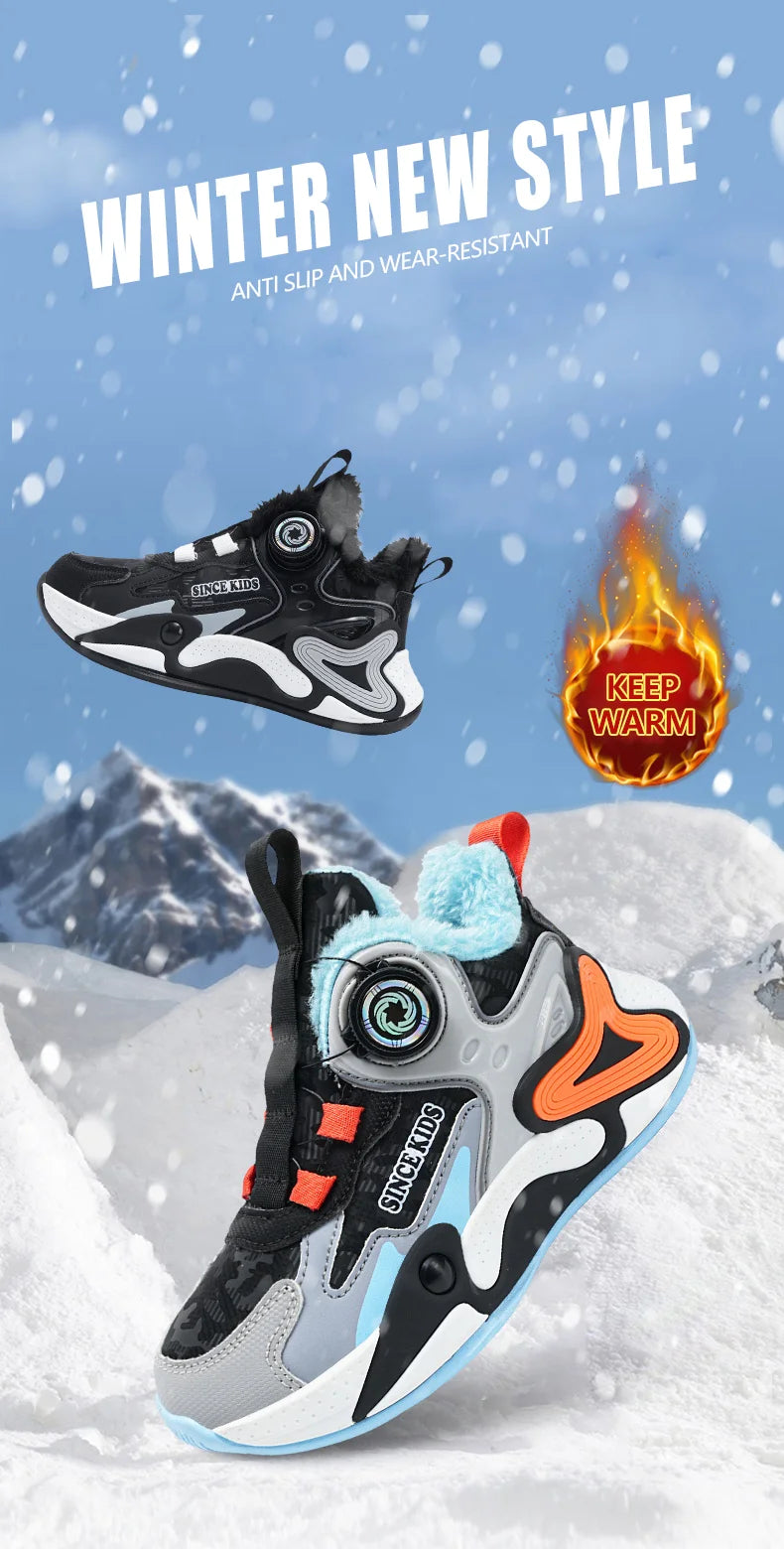 Children's Sneakers Boys Causal Kid Running Walking Shoes Fashion Warm Plush Girls Tennis Shoes Soft Walking Shoes.