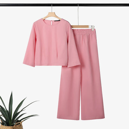ZANZEA 2025 Women Autumn Matching Sets Solid Outfits Vintage Casual O Neck Long Sleeve Tops Pant Sets Fashion OL Work Tracksuit