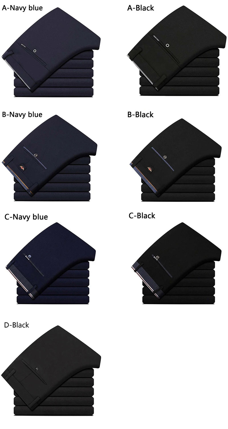 Men's Summer Fashion Business Casual Long Pants Suit Pants Male Elastic Straight Formal Trousers Plus Big Size 28-40.