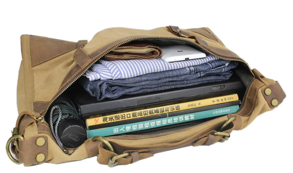 Vintage Retro militär Leinwand + Leder männer reisetaschen gepäck taschen männer wochenende Tasche Übernachtung duffle taschen tote Freizeit M314 #