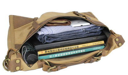 Vintage Retro militär Leinwand + Leder männer reisetaschen gepäck taschen männer wochenende Tasche Übernachtung duffle taschen tote Freizeit M314 #