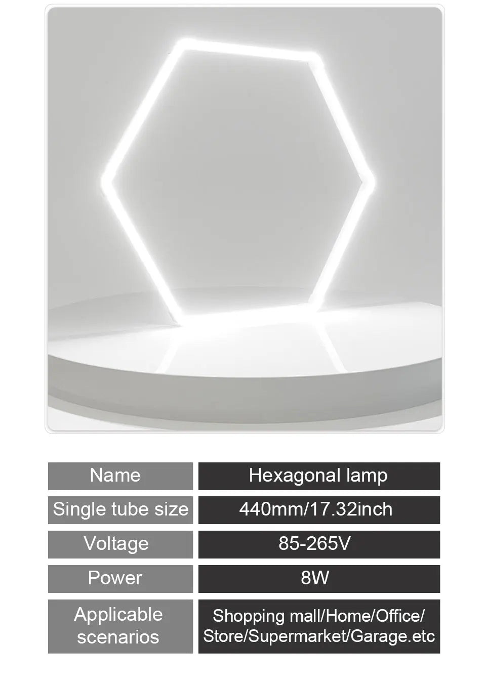 Hexagon LED lighting for DIY Garage Barbecue Shop Barbershop Gym Bar Car Showroom 4S Workshop Ceiling Light Honeycomb Tube.