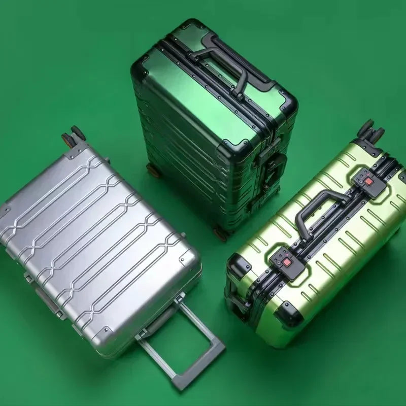 TravelTrolley-Gepäck, 20 Zoll, Handgepäck, Kabinenkoffer, Reisetaschen, Rollgepäck, Reisekoffer aus Aluminium-Magnesium-Legierung.
