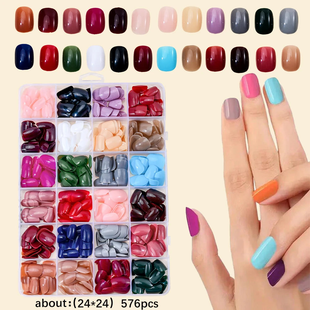 576Pcs/box Medium-Long Coffin Press On Nails Matte Full Cover Ballet False Nails Wearable Acrylic Fake Nails Extension For Women.