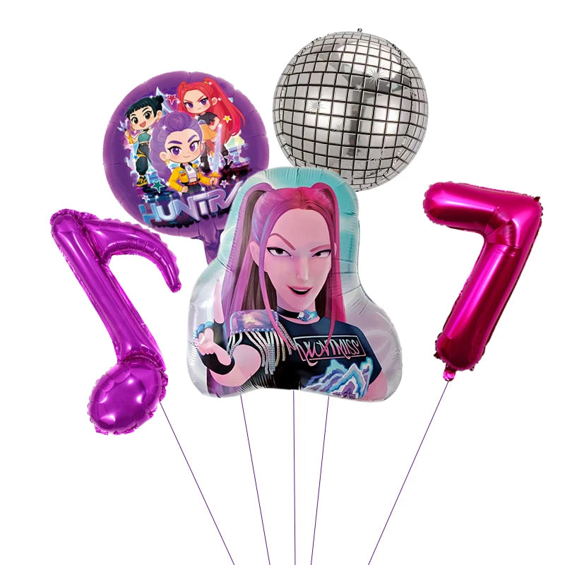 1 Set Kpop Dämonenjäger Thema Ballon Mädchen Alles Gute zum Geburtstag Party Dekoration Kinder Baby Dusche Geschenke Lieferungen.
