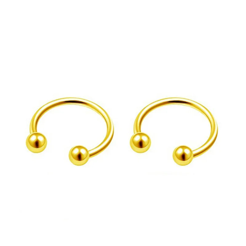 2Pcs 6/8/10mm Stainless Steel Zircon Piercings Earrings Horseshoe Ring Piercing Nose Ear Belly Rings Body Jewelry For Women/Men.