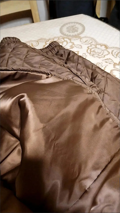 Autumn Winter Cotton Quilted Skirt Warm Womens A-line Faldas Vintage Thicken High Waist Saias Korean Fashion Knee-length Skirts.